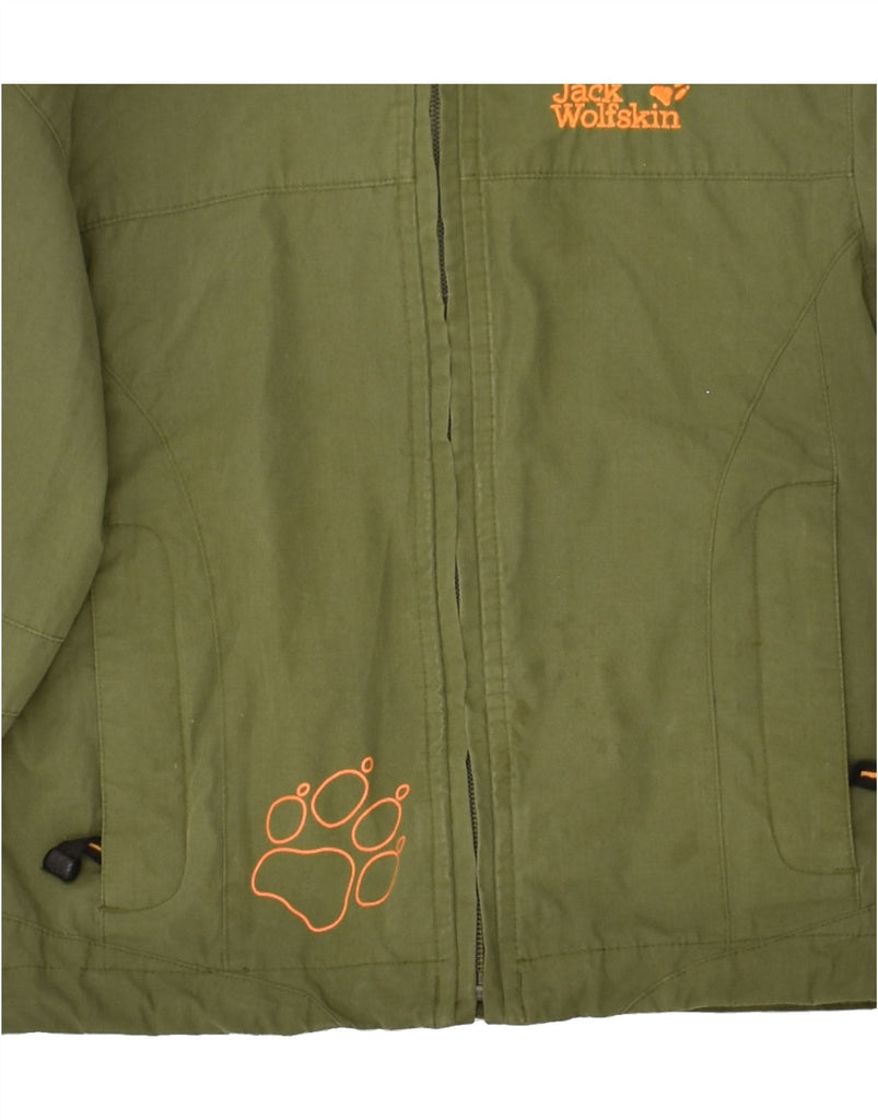 JACK WOLFSKIN Boys Graphic Hooded Rain Jacket 3-4 Years Green Polyester | Vintage Jack Wolfskin | Thrift | Second-Hand Jack Wolfskin | Used Clothing | Messina Hembry 