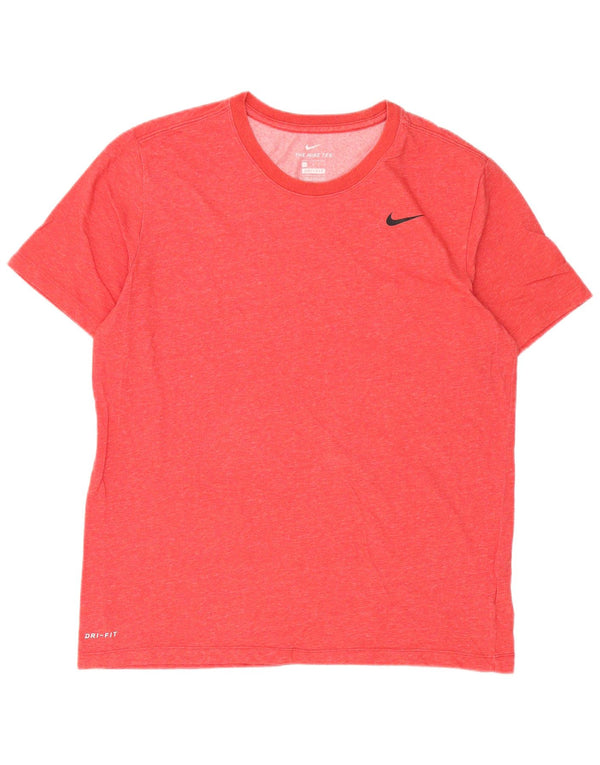 Nike Mens Dri Fit T-Shirt Top Large Red Flecked Cotton