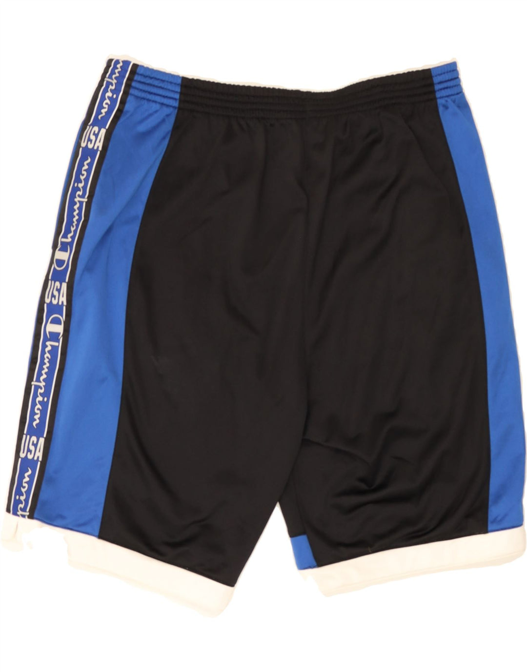 CHAMPION Mens Graphic Sport Shorts XL  Black Colourblock Polyester Vintage Champion and Second-Hand Champion from Messina Hembry 
