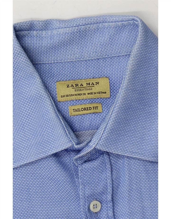 ZARA Mens Tailored Fit Shirt Size 38 Medium Blue Geometric Cotton Vintage Zara and Second-Hand Zara from Messina Hembry 
