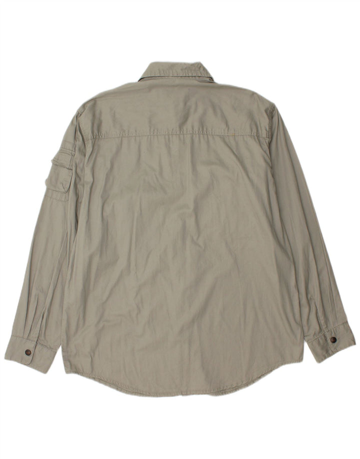 Vintage Mens Military Shirt Large Khaki Cotton