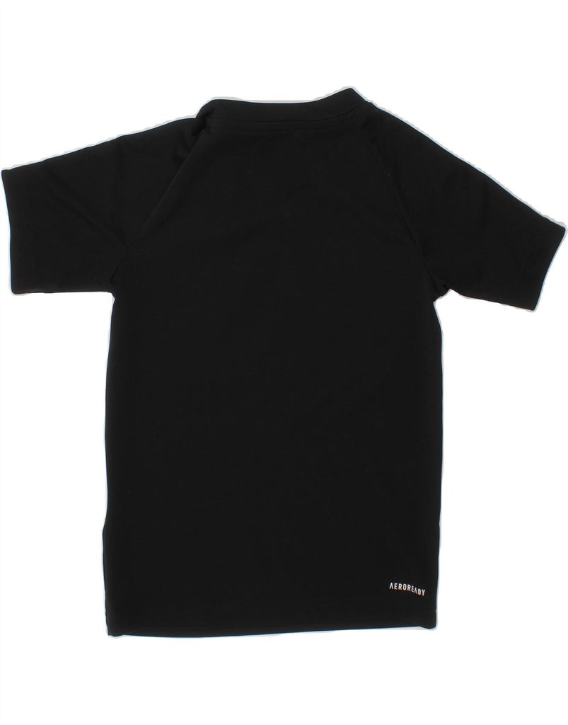 ADIDAS Boys Aeroready Graphic T-Shirt Top 5-6 Years Black Polyester Vintage Adidas and Second-Hand Adidas from Messina Hembry 