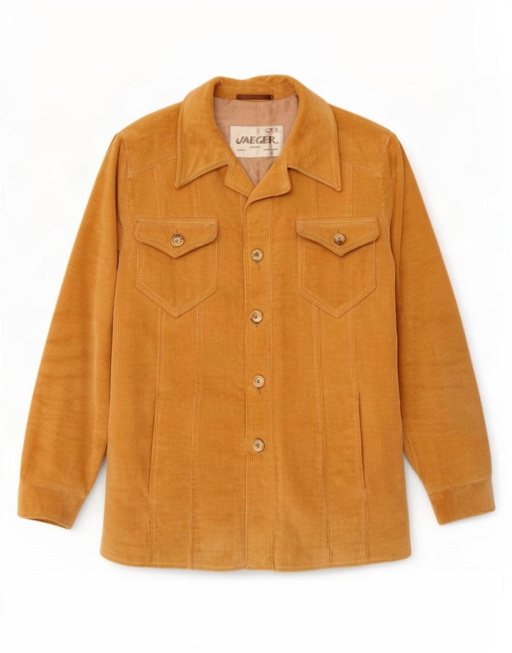 Jaeger Mens Corduroy Jacket IT 52 XL Beige Cotton