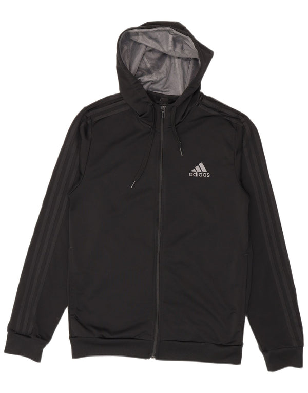 Adidas Mens Zip Hoodie Sweater UK 38/40 Medium Black Polyester