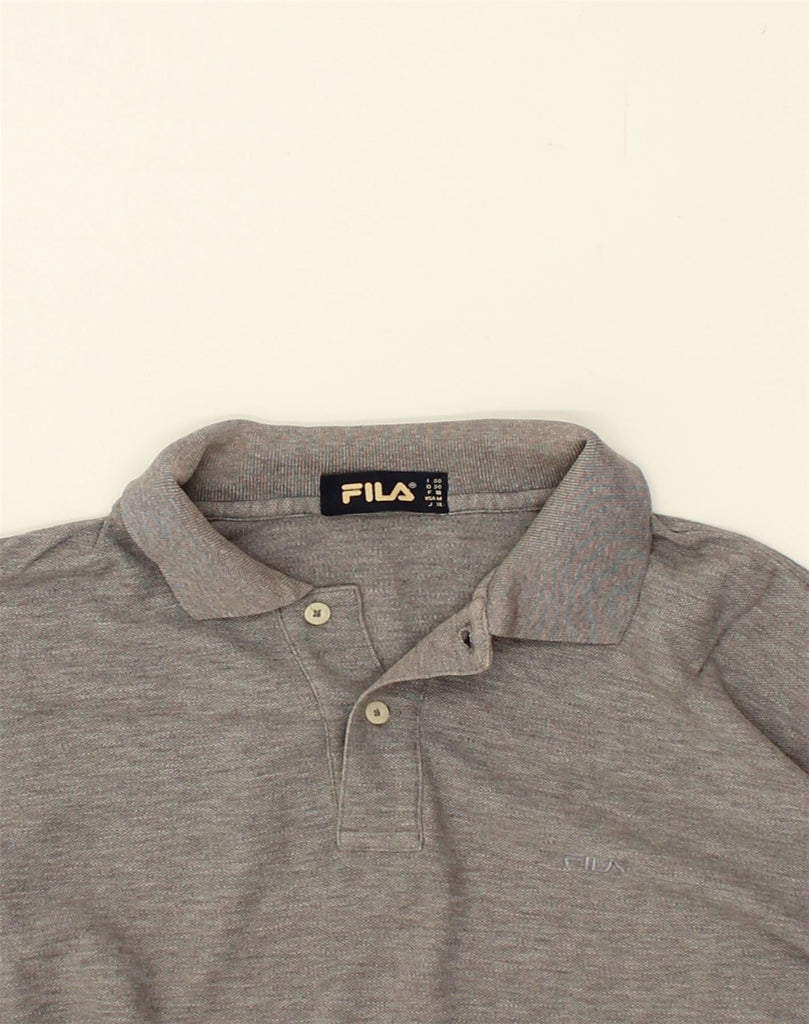 FILA Mens Long Sleeve Polo Shirt Medium Beige Flecked Cotton | Vintage Fila | Thrift | Second-Hand Fila | Used Clothing | Messina Hembry 