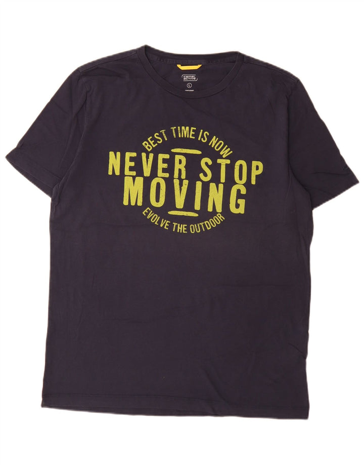Camel Active Mens Graphic T-Shirt Top Large Navy Blue Cotton