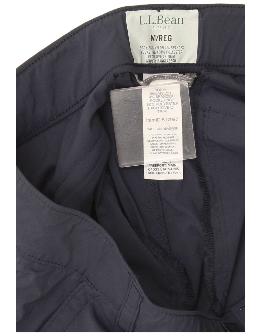L.L.Bean Mens Cargo Capri Trousers Medium W32 L22 Navy Blue Nylon