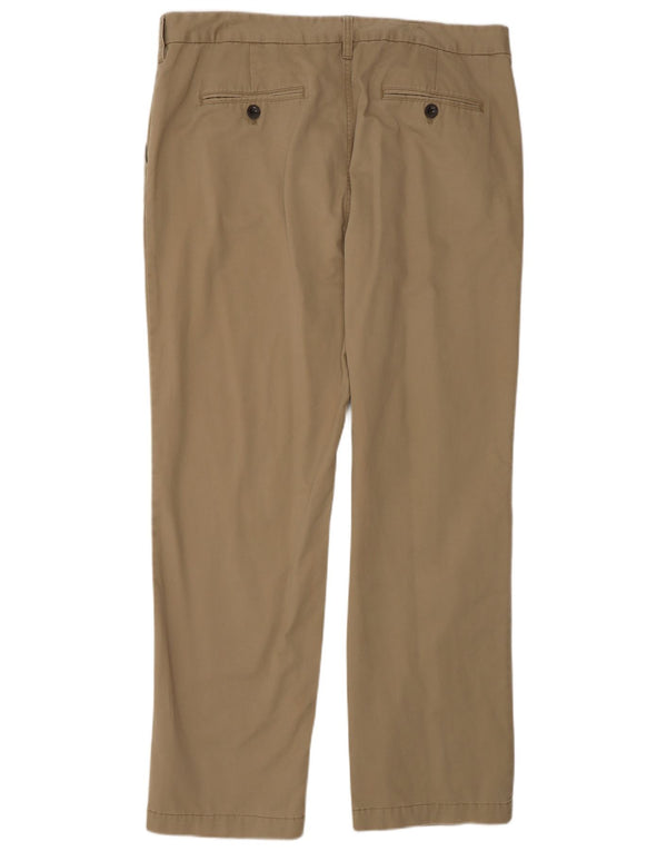 John Lewis Mens Straight Chino Trousers W38 L32 Brown Cotton