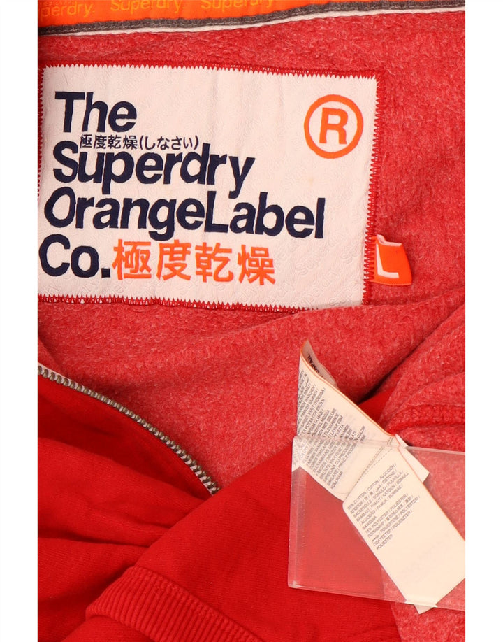 Superdry Mens Zip Hoodie Sweater Large Red Cotton