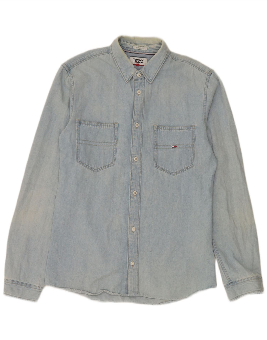 Tommy Hilfiger Mens Regular Fit Denim Shirt Medium Blue Cotton