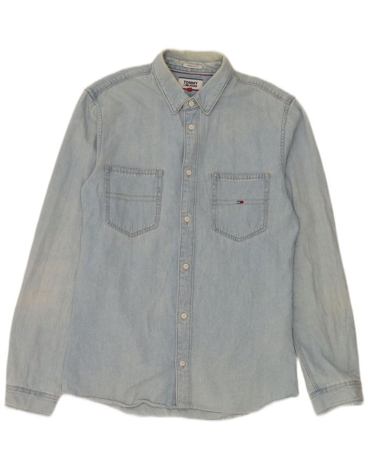 Tommy Hilfiger Mens Regular Fit Denim Shirt Medium Blue Cotton