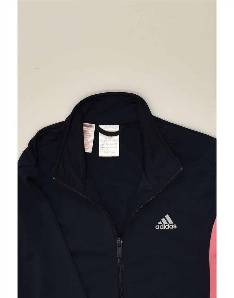 ADIDAS Girls Tracksuit Top Jacket 13-14 Years Navy Blue Colourblock | Vintage Adidas | Thrift | Second-Hand Adidas | Used Clothing | Messina Hembry 