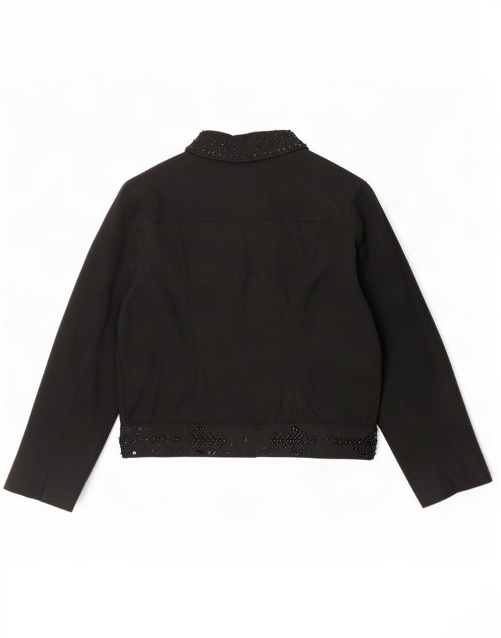 Roccobarocco Womens Bomber Jacket IT 46 Large Black Cotton