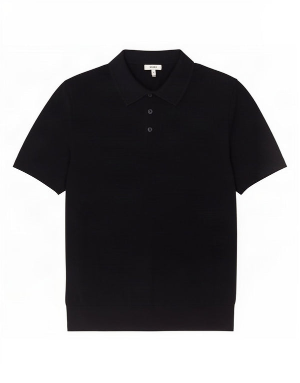 Reiss Mens Short Sleeve Polo Neck Jumper Sweater Large Navy Blue Cotton