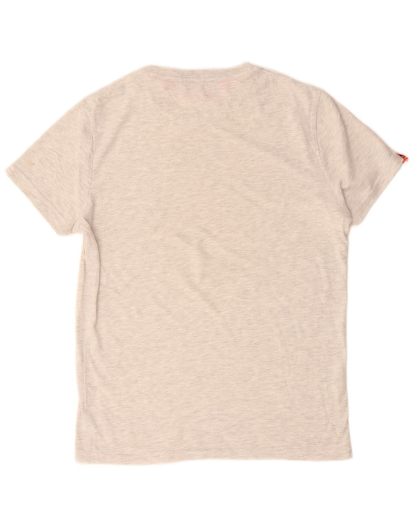 Superdry Mens Graphic T-Shirt Top Large Grey Flecked Cotton