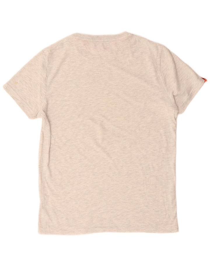 Superdry Mens Graphic T-Shirt Top Large Grey Flecked Cotton