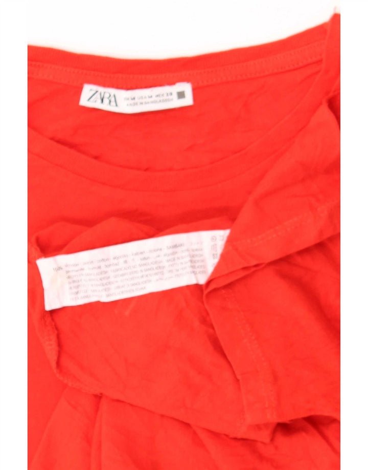 Zara Womens T-Shirt Top UK 14 Medium Red Cotton