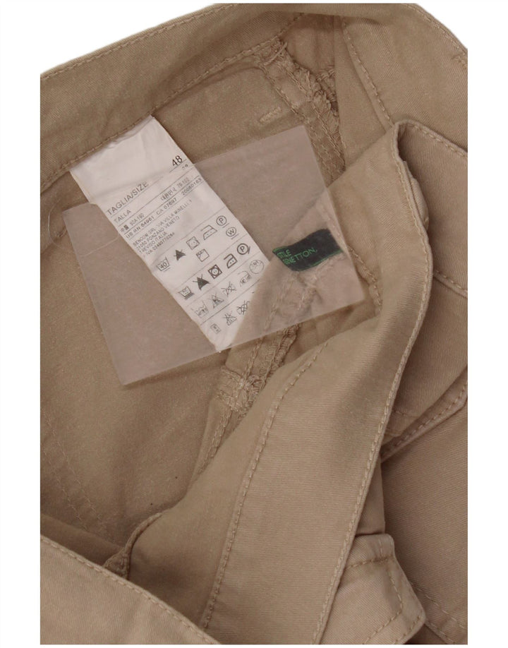 BENETTON Womens Slim Cargo Trousers IT 48 XL W36 L31 Beige Cotton