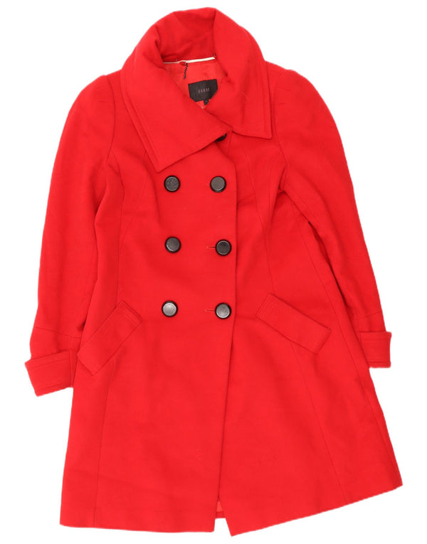 Coast Womens Double Breasted Coat UK 12 Medium Red Wool