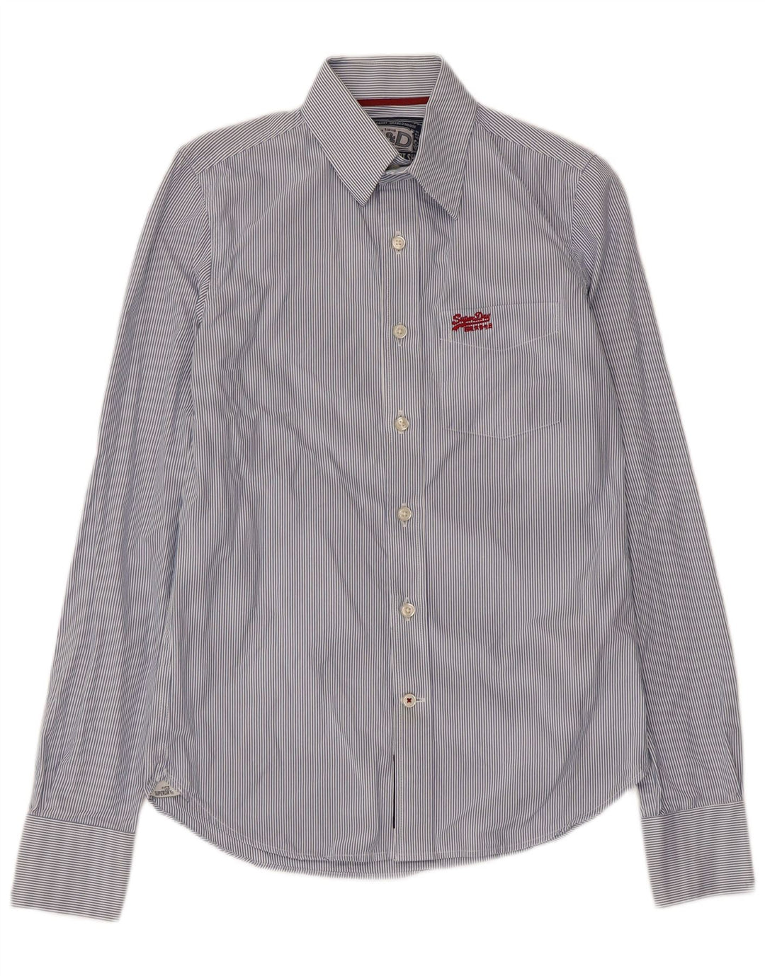 Superdry Mens Shirt Small Blue Pinstripe Cotton