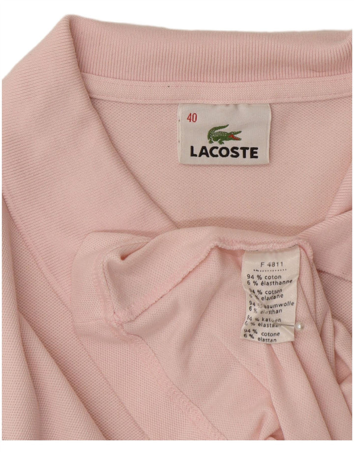 Lacoste Womens Long Sleeve Polo Shirt Size 40 Medium Pink Cotton