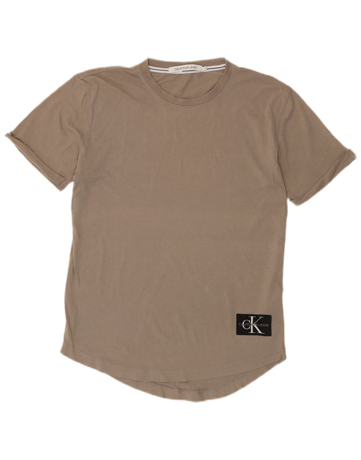 CALVIN KLEIN JEANS Mens T-Shirt Top Small Grey Cotton