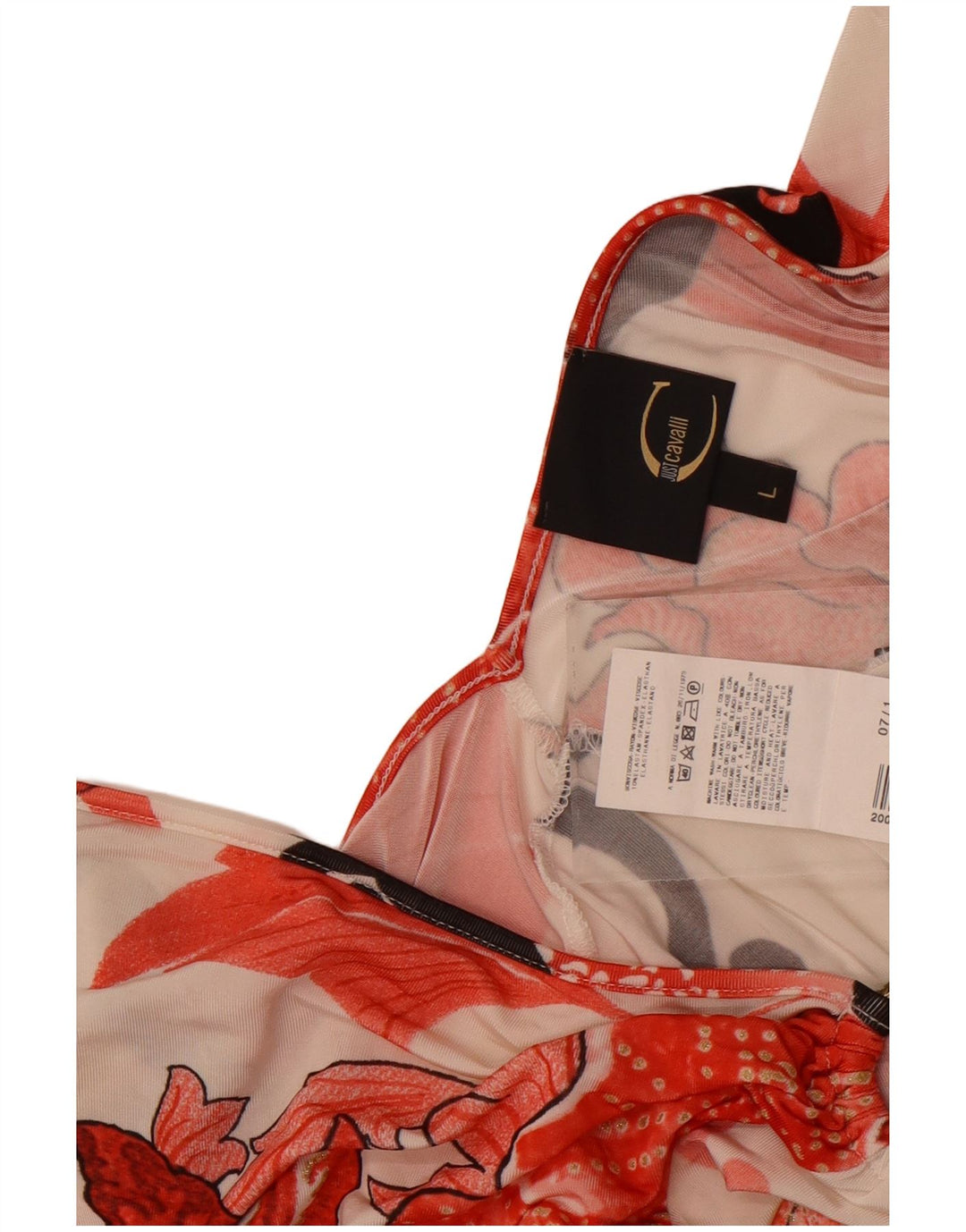 Just Cavalli Womens Blouse Top UK 14 Large Off White Floral Elastane