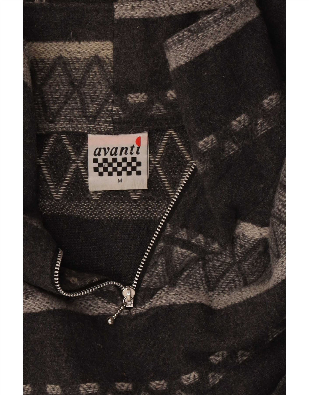 Avanti Mens Zip Neck Oversized Sweatshirt Jumper Medium Grey Geometric