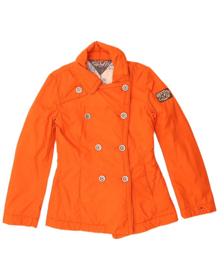 Tommy Hilfiger Womens Pea Coat UK 14 Medium Orange Nylon