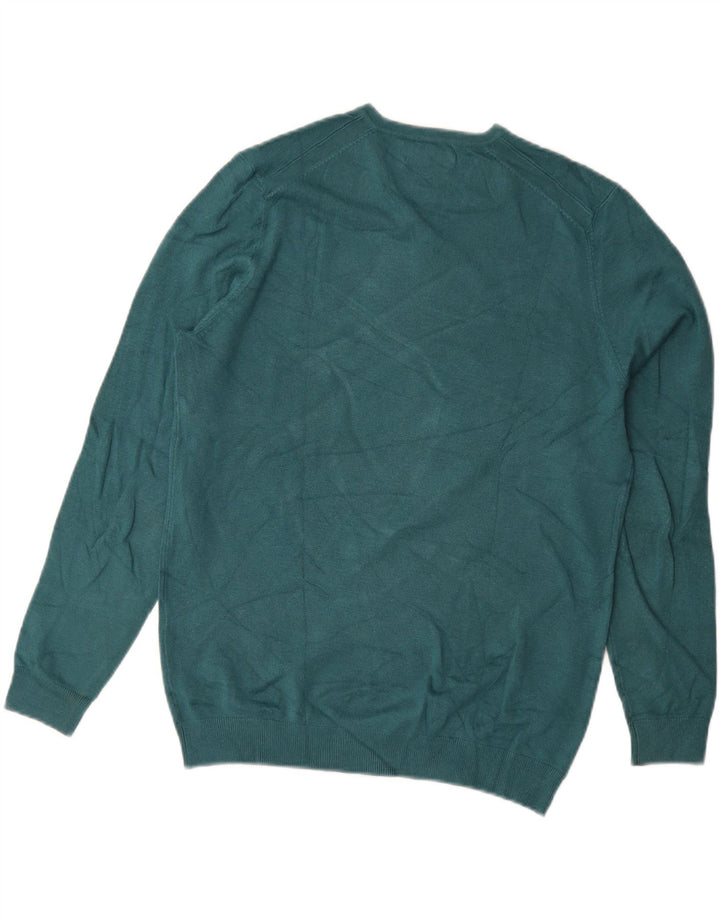 ZARA Mens V-Neck Jumper Sweater Medium Green Viscose