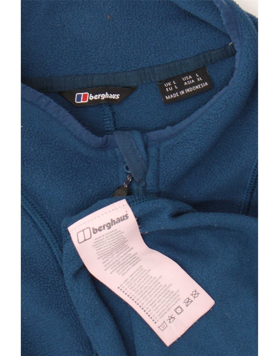 Berghaus Mens Zip Neck Fleece Jumper Large Blue Colourblock Polyester