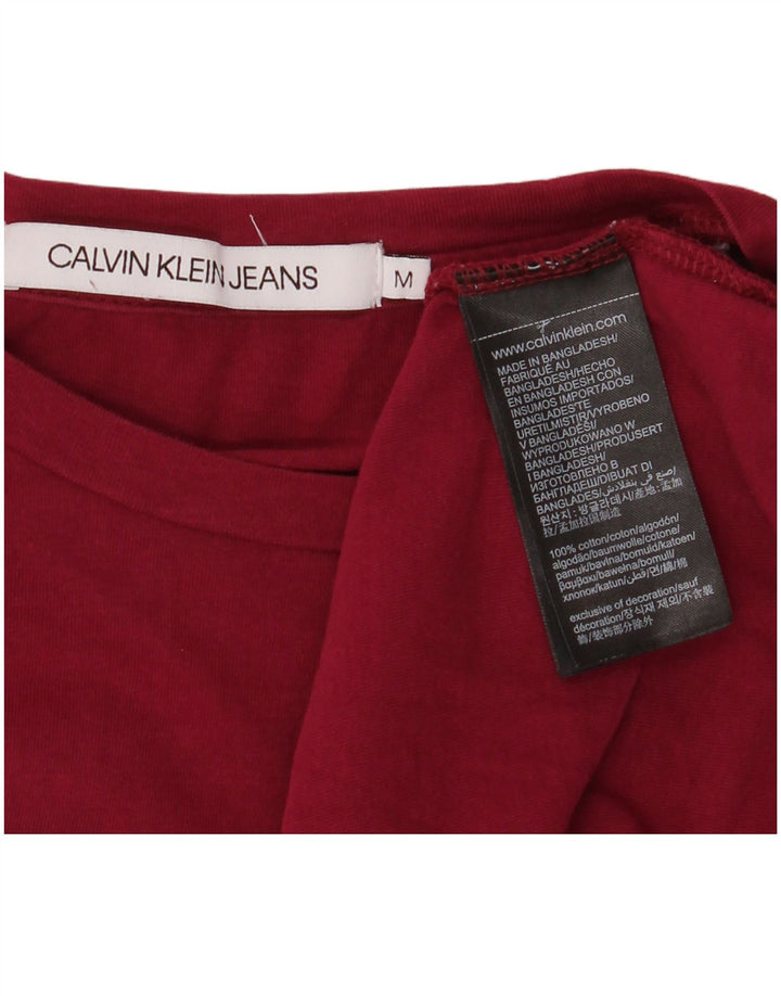 CALVIN KLEIN JEANS Mens Graphic T-Shirt Top Medium Burgundy Cotton