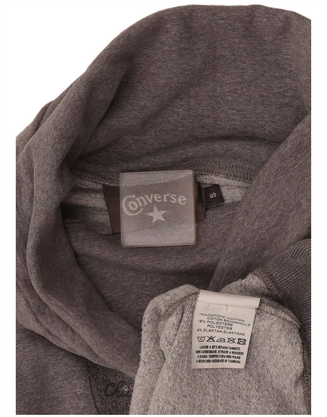 Converse Womens Graphic Sweatshirt Jumper UK 10 Small Grey Flecked Cotton