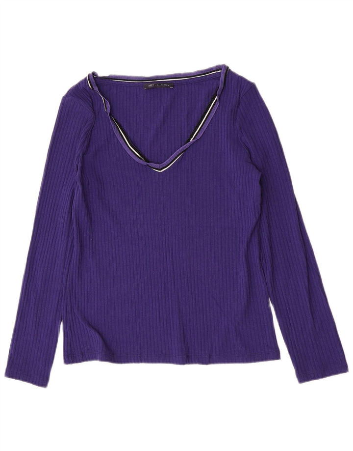 Marks & Spencer Womens Top Long Sleeve UK 10 Small Purple Polyester
