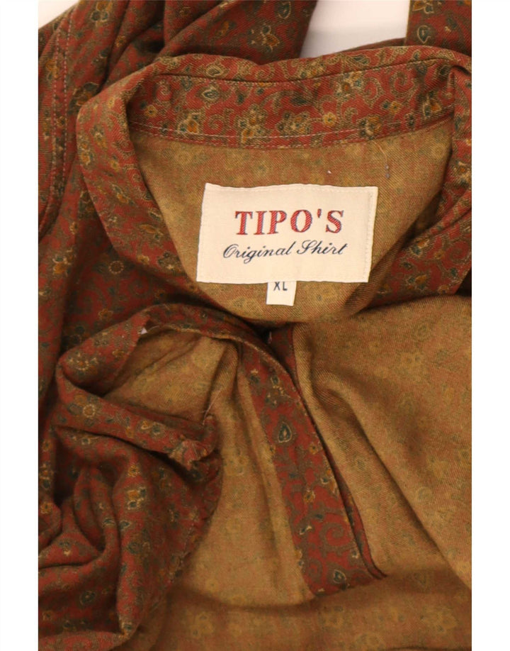 Tipo' S Mens Shirt XL Brown Floral