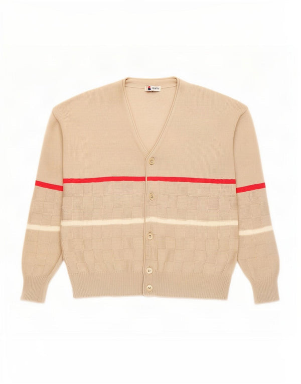 Sportful Mens Cardigan Sweater IT 48 Small Beige Striped Cotton