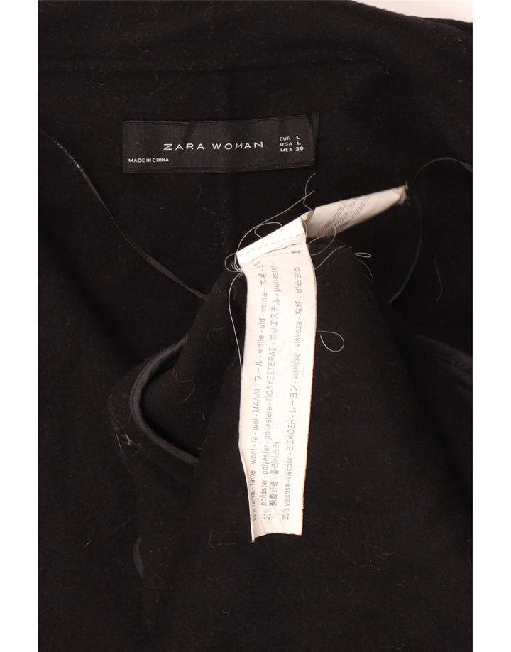ZARA Womens Overcoat UK 16 Large Black Wool