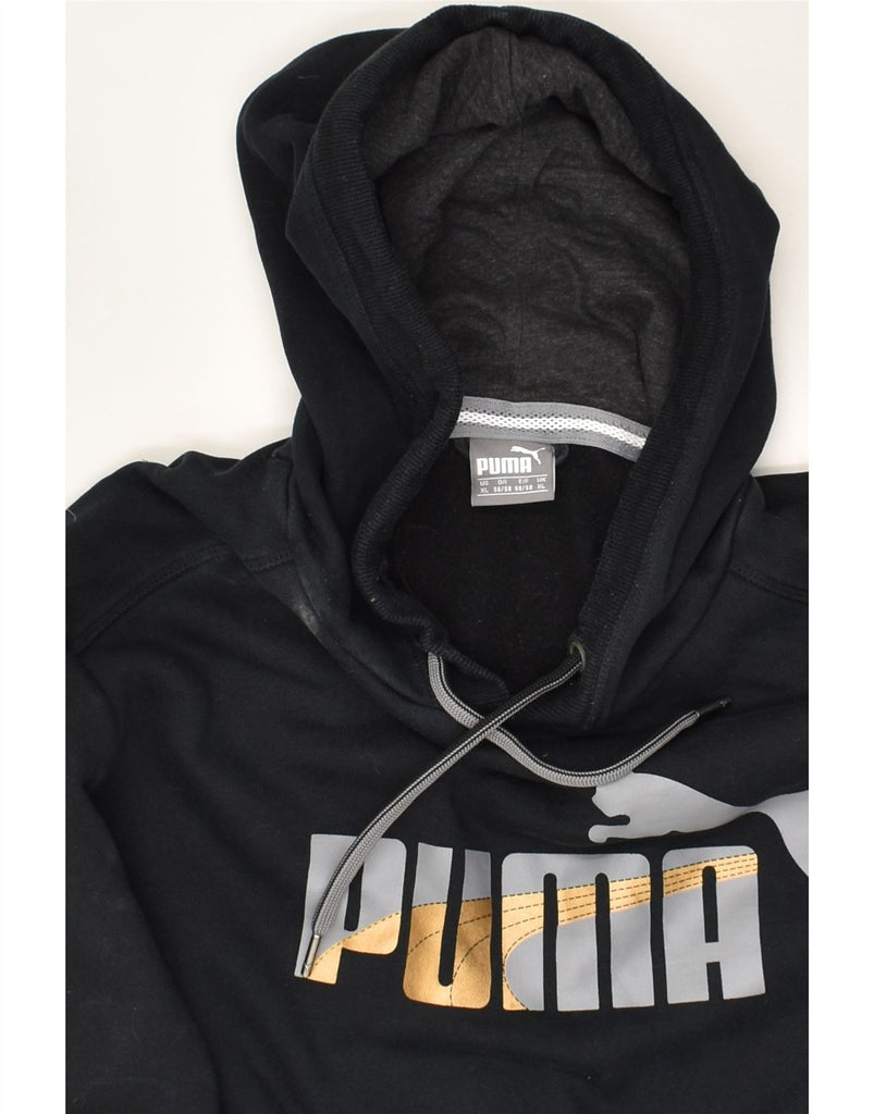 PUMA Mens Graphic Hoodie Jumper XL Black Cotton | Vintage Puma | Thrift | Second-Hand Puma | Used Clothing | Messina Hembry 