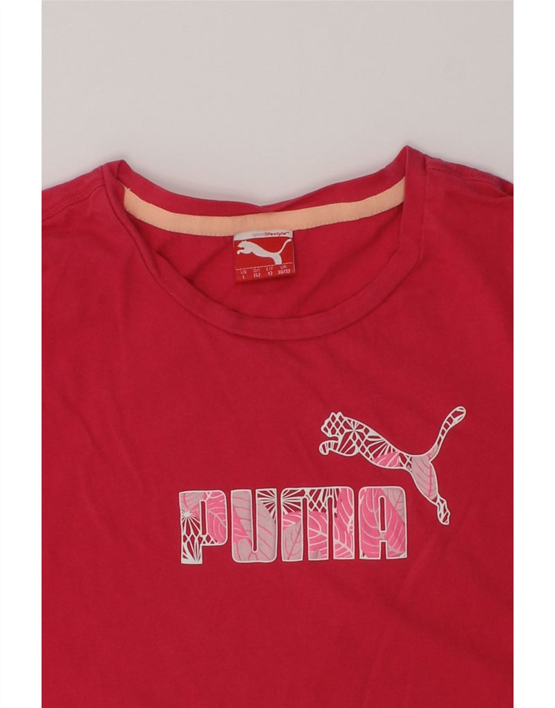 PUMA Girls Graphic T-Shirt Top 11-12 Years Red Cotton | Vintage Puma | Thrift | Second-Hand Puma | Used Clothing | Messina Hembry 