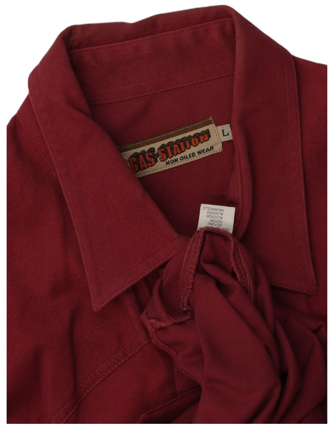 Vintage Mens Shirt Large Burgundy Cotton