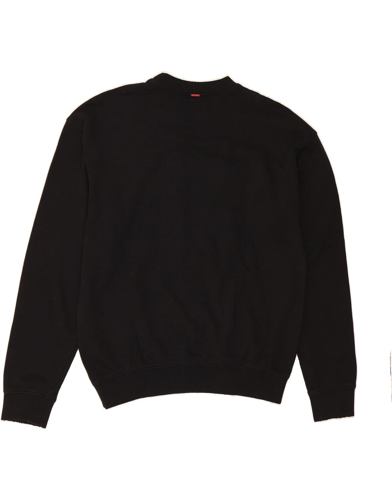 REPLAY Womens Oversized Graphic Sweatshirt Jumper UK 6 XS Black Cotton Vintage Replay and Second-Hand Replay from Messina Hembry 