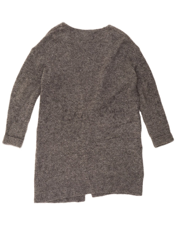 Topshop Womens Oversized Longline Cardigan Sweater UK 8 Small Grey Flecked
