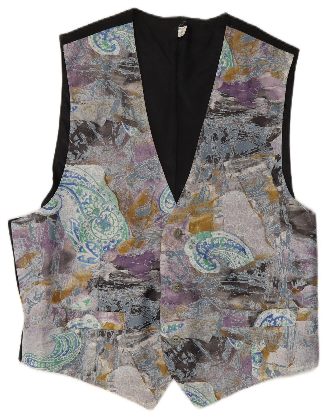 VINTAGE Womens Waistcoat UK 24 4XL Multicoloured Paisley Polyester