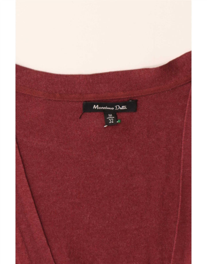 Massimo Dutti Womens Cardigan Sweater UK 12 Medium Burgundy