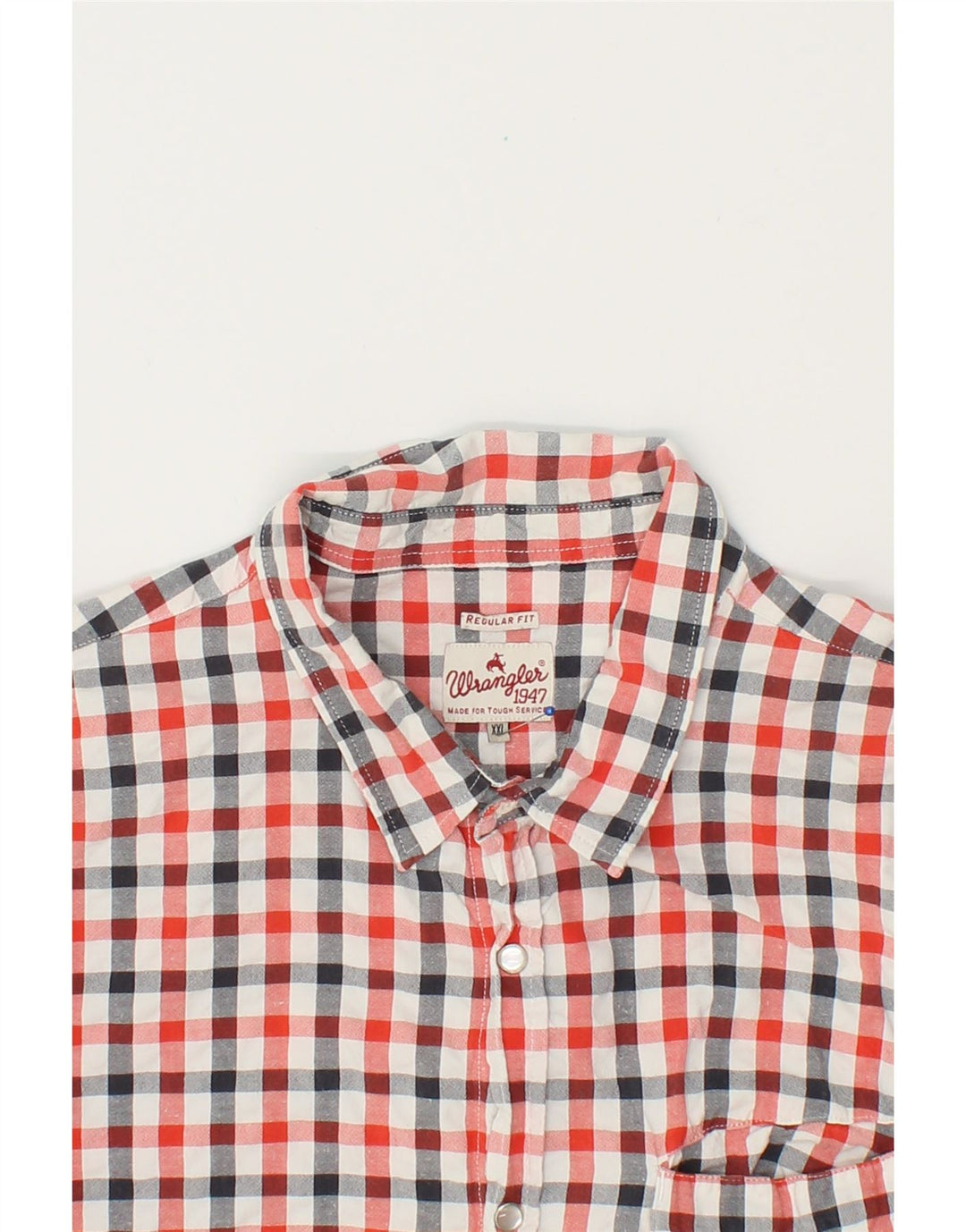 WRANGLER Mens Regular Fit Short Sleeve Shirt 2XL Red Check Cotton Vintage Wrangler and Second-Hand Wrangler from Messina Hembry 
