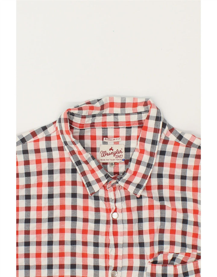 WRANGLER Mens Regular Fit Short Sleeve Shirt 2XL Red Check Cotton Vintage Wrangler and Second-Hand Wrangler from Messina Hembry 
