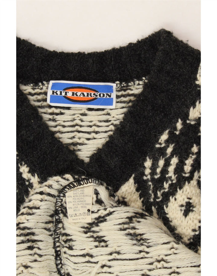 VINTAGE Mens V-Neck Jumper Sweater Large Black Argyle/Diamond Wool Vintage Vintage and Second-Hand Vintage from Messina Hembry 