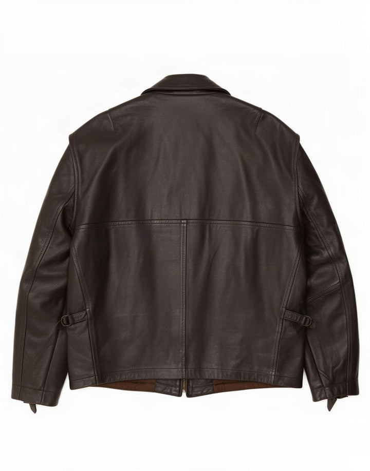 Vintage Mens Leather Jacket IT 52 XL Brown