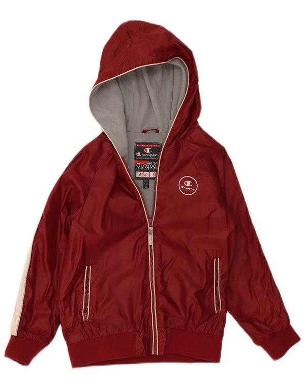 Champion Boys Windbreaker Jacket 7-8 Years Small Burgundy Colourblock