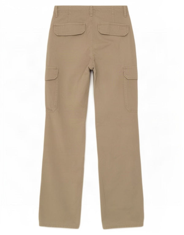 Zara Womens High Waist Loose Fit Cargo Trousers EU 32 2XS W22 L31 Green